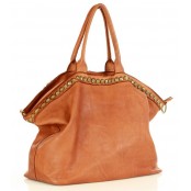 V4 Skórzana torba shopper na ramię damska. Skóra naturalna vintage Nity